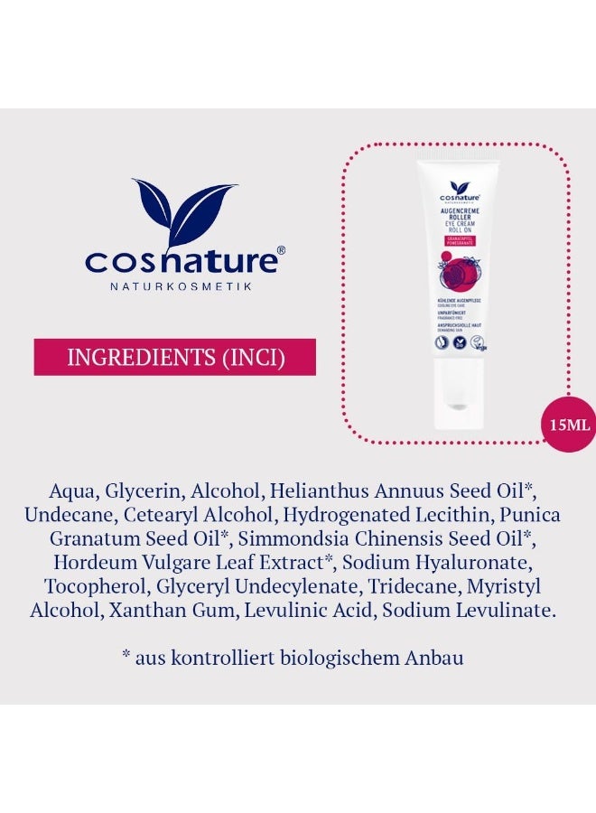 cosnature Pomegranate Eye Cream – Freshness & Comfort – Roll-On Applicator – 15 ML – Made in Germany - Image 5